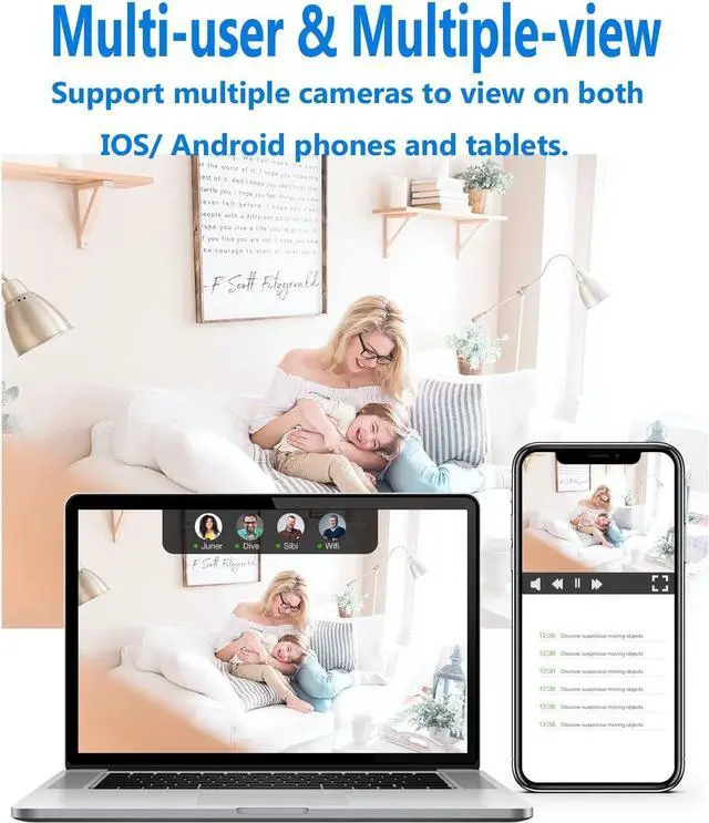 Alt view image 4 of 6 - Wireless WIFI Home Security Camera Body Indoor Outdoor Surveillance Room Camera 1080P HD With Night Vision, Motion Detection Phone Application built-in battery Cat dog camera for home security pet