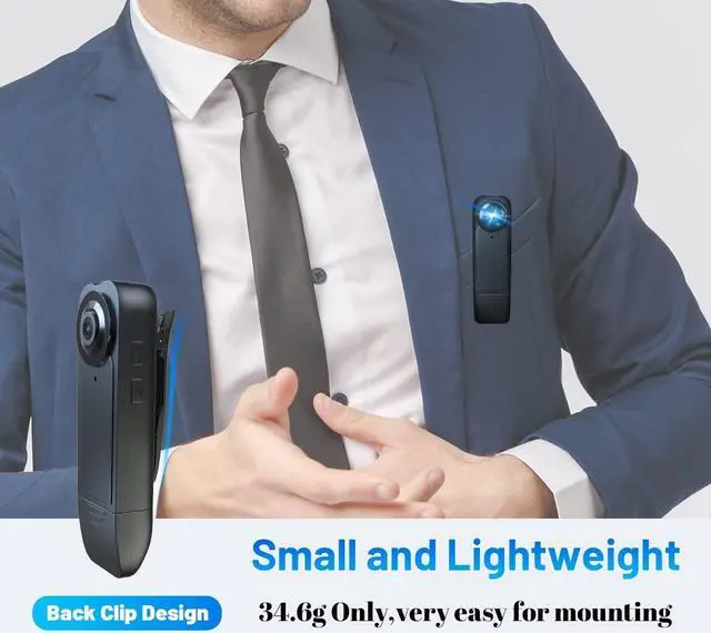Alt view image 3 of 7 - Mini Body Camera with 1080P HD Recording Night Vision, Built-in 64GB Card 1000 mAh 6HR Battery Life Wearable Camcorder for Outdoor,Home,Sports,Pet Records,Security,Work Records