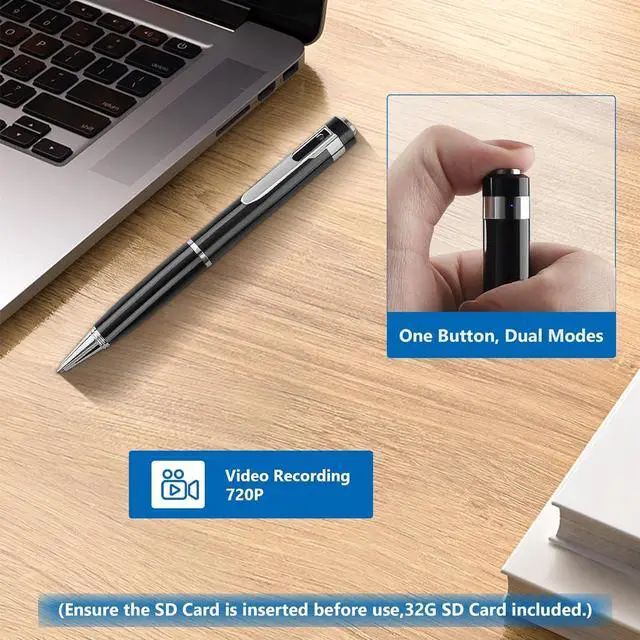 Alt view image 4 of 7 - 32GB Hidden Camera Pen, Mini Spy Camera, Video Recorder Security Cam with USB Cable, 5 Refills for Business, Meeting, Learning, Rechargeable