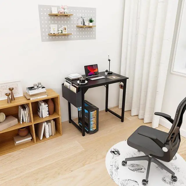 Alt view image 2 of 7 - 32 Inch Office Small Computer Desk Modern Simple Style Writing Study Work Table for Home Bedroom - Black