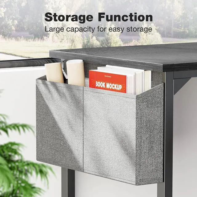 Alt view image 6 of 7 - Small Computer Desk 32 Inch Home Office Work Study Writing Student Kids Bedroom Wood Modern Simple Table with Storage Bag & Headphone Hooks
