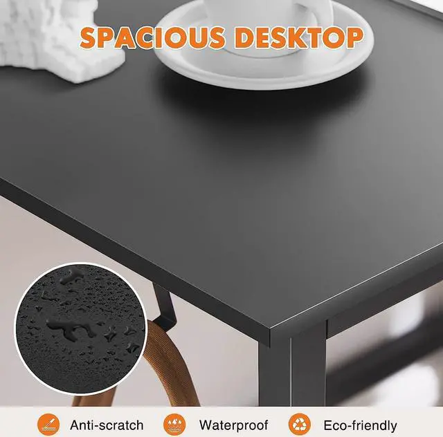 Alt view image 5 of 7 - Desk- Computer Office Small Desk 32 Inch Writing Study Work Desk Home Office Desks Modern Simple Style Table with Storage Bag & Iron Hook, Wooden Desk for Home, Bedroom - Black
