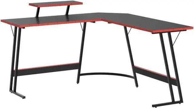 Alt view image 4 of 7 - Homall L Shaped Gaming Desk Computer Corner Desk PC Gaming Desk Table with Large Monitor Riser Stand for Home Office Sturdy Writing Workstation (Black, 51 Inch)