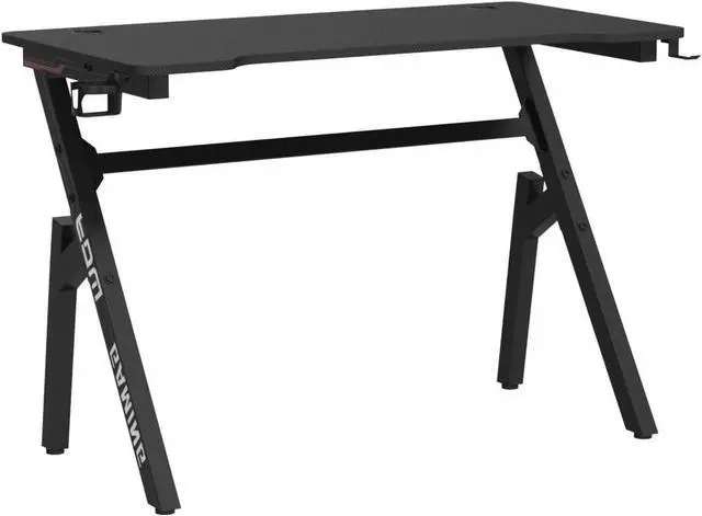 Alt view image 5 of 7 - Gaming Desk Computer Desk 47 Inch Home Office Desk Extra Large Modern Ergonomic Black PC Carbon Fiber Table Gamer Workstation with Cup Holder Headphone Hook