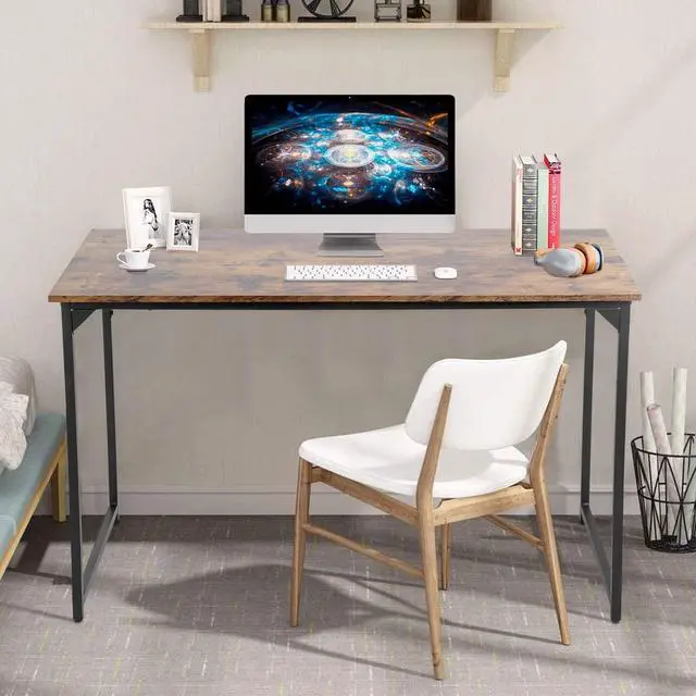 Alt view image 4 of 7 - Computer Desk 47 inch Length Study Writing Table, Adjustable feet, Modern Furniture for Home Office, Brown