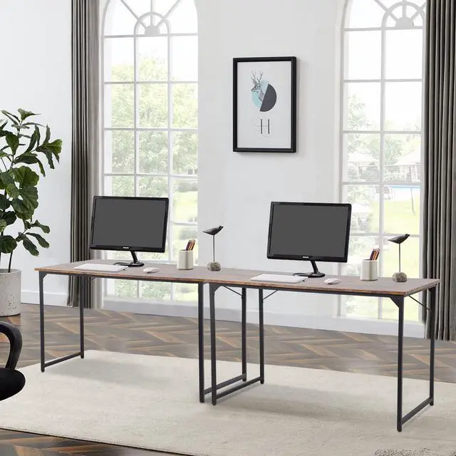Alt view image 5 of 7 - Computer Desk 47 inch Length Study Writing Table, Adjustable feet, Modern Furniture for Home Office, Brown