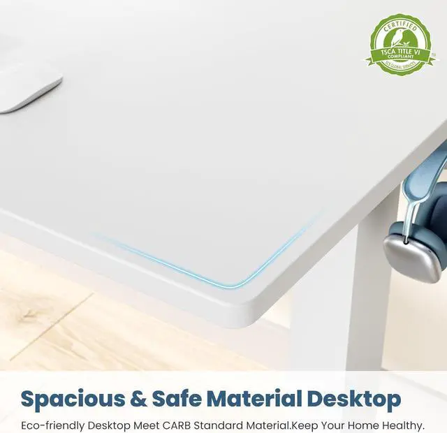 Alt view image 4 of 7 - Standing Desk with Drawer, Electric Desk Adjustable Height with Storage, 55 x 24 Inches Ergonomic Adjustable Desk with Memory Preset, Computer Desk Stand Up Desk for Home Office, White