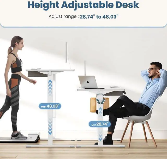 Alt view image 6 of 7 - Standing Desk with Drawer, Electric Desk Adjustable Height with Storage, 55 x 24 Inches Ergonomic Adjustable Desk with Memory Preset, Computer Desk Stand Up Desk for Home Office, White