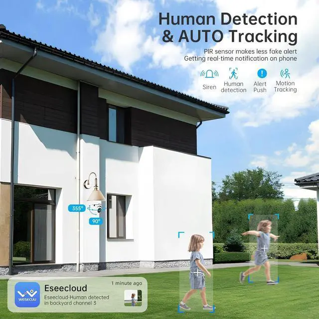 Alt view image 3 of 7 - WESECUU Light Bulb Security Camera -5G& 2.4GHz WiFi 2K Security Cameras Wireless Outdoor Motion Detection and Alarm,Two-Way Talk,Color Night Vision,Human Detection, Bulb Camera Compatible with Alexa