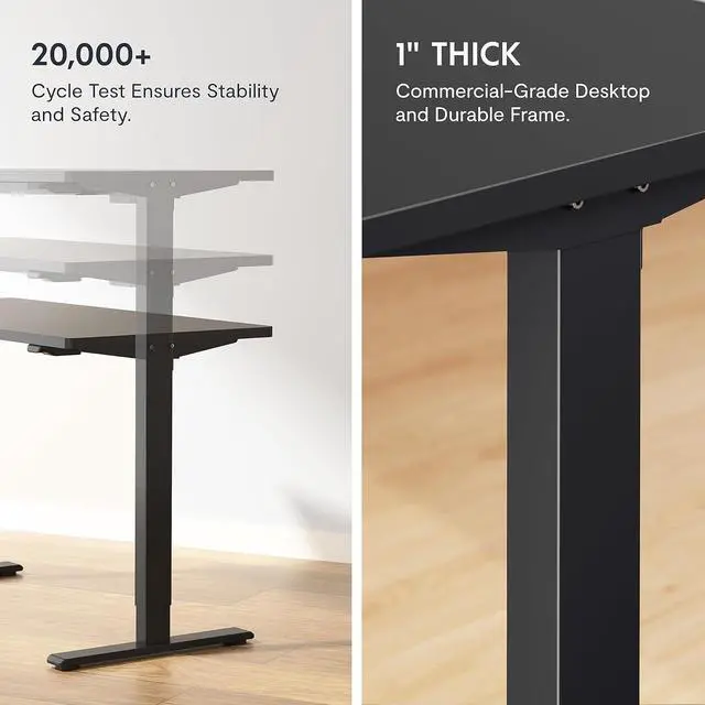 Alt view image 5 of 7 - Standing Desk 55 x 28 Inches Stand Up Desk Workstation Home Office Computer Height Adjustable Desk (Black Frame + 55" Black Top 2 Packages)