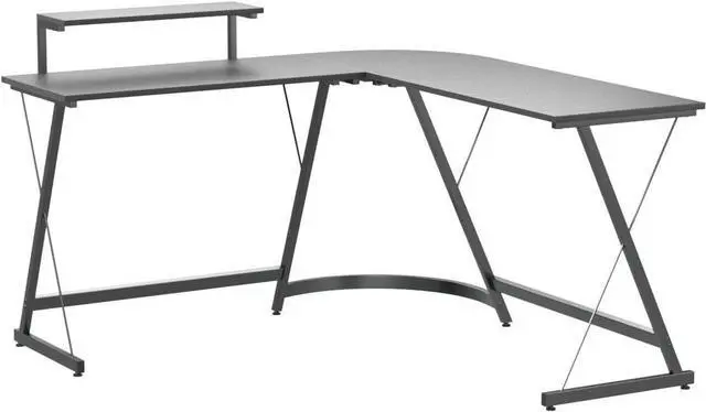 Alt view image 5 of 7 - Vista L-Shape Desk with Monitor Stand, Black