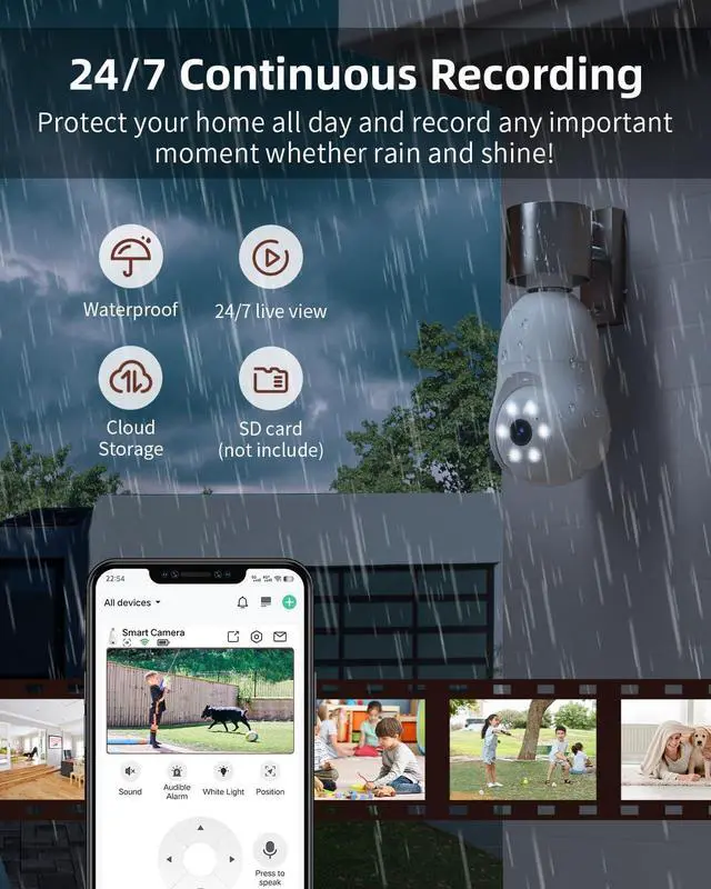 Alt view image 5 of 7 - 2K Light Bulb Security Camera 2.4GHz, 360° Motion Tracking Wireless Security Camera Outside, Full-Color Night Vision Indoor/Outdoor Camera, SD&Cloud Storage, E27/E26 Light Socket Camera
