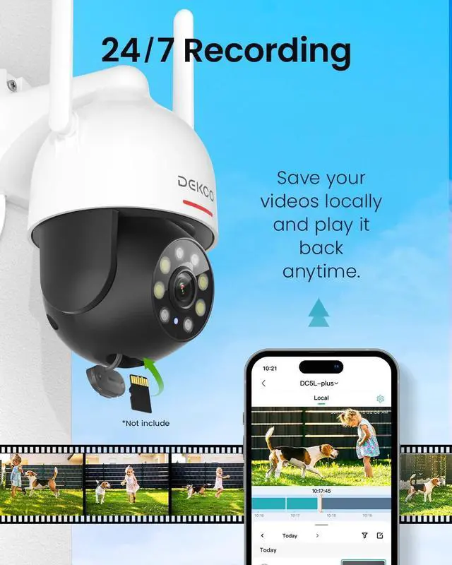 Alt view image 7 of 7 - 2K WiFi Surveillance Security Camera Outdoor/Home/Dome, Pan-Tilt 360° View, 3MP, Motion Detection and Siren, 2-Way Audio,Full Color Night Vision, Waterproof