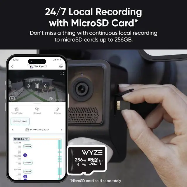 Alt view image 6 of 7 - WYZE Floodlight Camera v2, 2800-Lumen LEDs, 2K HD Outdoor Security Camera, 160° Wide View, Motion Activated Light, 105dB Siren, Color Night Vision, Compatible with Alexa & Google Assistant, Wired