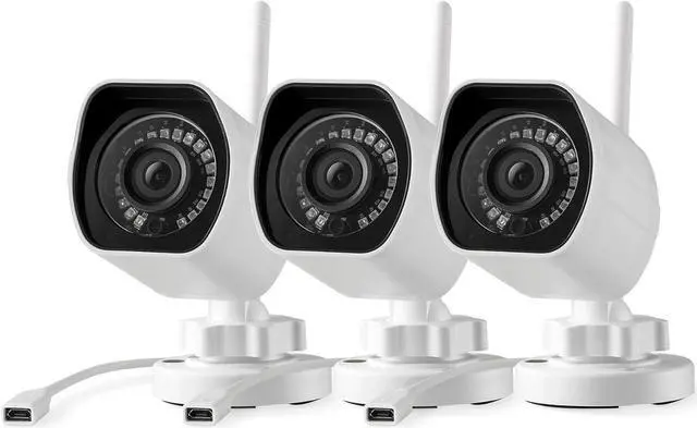 Alt view image 2 of 7 - [2023 Upgraded] Zmodo 1080p Outdoor Wireless Camera, 3 Pack Indoor Outside WiFi Cameras, IR Night Vision, Motion Detection, Remote View, Easy Setup, White, Plug-In, Compatible with Alexa 3 Count