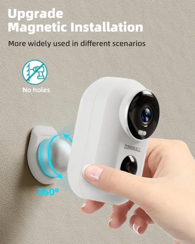 Alt view image 2 of 7 - Security Cameras Wireless Outdoor with Magnetic Mount, 2.4G WiFi Outdoor & Indoor Battery Powered Camera for Home Security, 2K Color Night Vision/Siren/AI Detection/Cloud/SD(Type C Port)