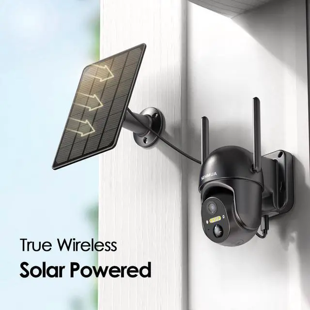 Alt view image 2 of 7 - Solar Security Cameras Wireless Outdoor, 2K 360° View Battery Powered Outdoor Camera, WiFi Home Security with Spotlight Color Night Vision, PIR Sensor