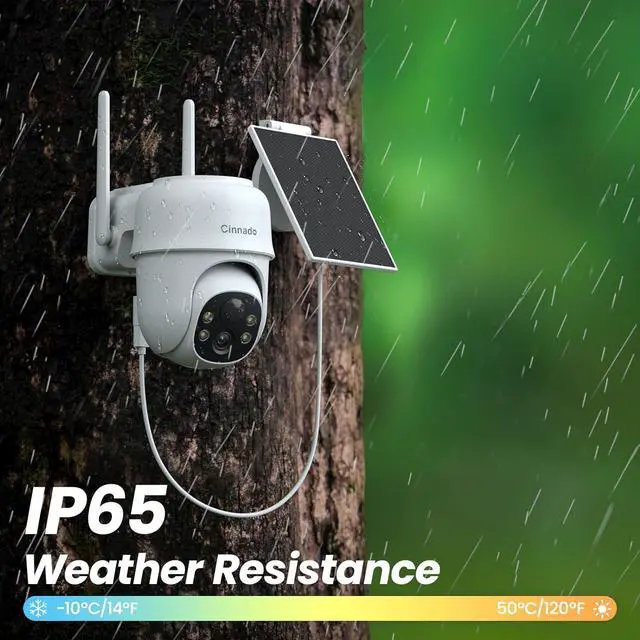 Alt view image 7 of 7 - 2K Cameras for Home Security-2.4G WiFi Outdoor Camera Wireless Solar/Battery Powered, 360° Viewing, Human Detection, Color Night Vision, Cloud/SD Storage, Works with Alexa/Google Home(2 Pack)