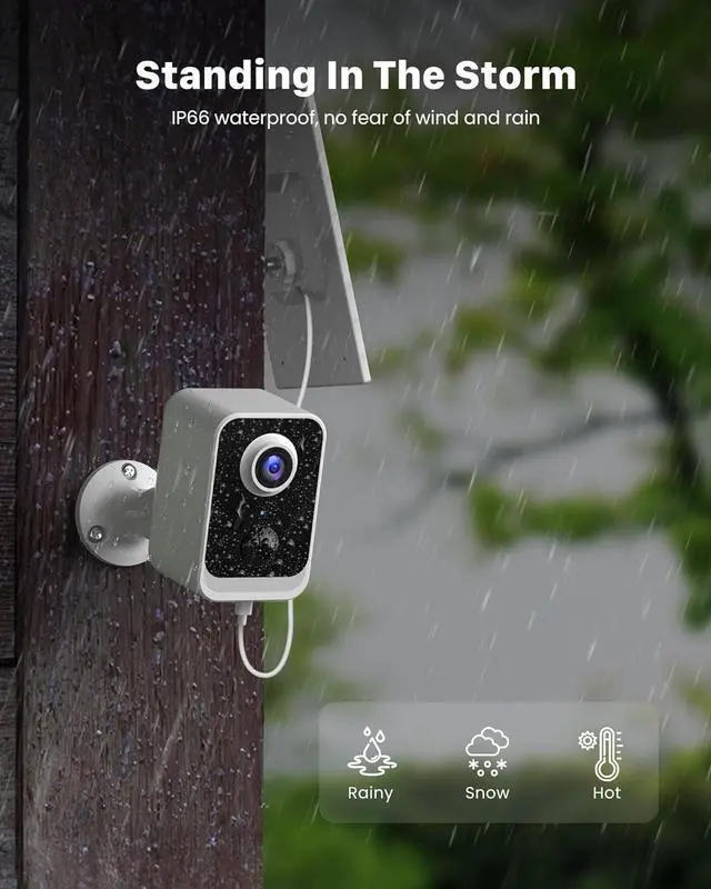 Alt view image 4 of 7 - Security Cameras Wireless Outdoor, Cameras for Home Security Outdoor, Solar Outdoor Camera with Color Night Vision, AI Detection, 2-Way Talk, IP66 Waterproof, 5G WiFi not Supported