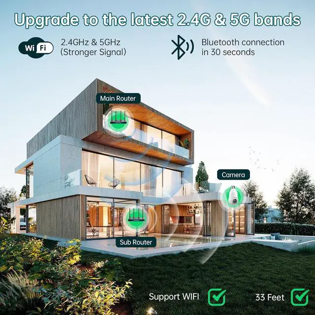 Alt view image 2 of 7 - Light Bulb Security Camera, 5G/2.4GHz WiFi 2K Light Bulb Cameras Outdoor Indoor with E27 Socket, Motion Detection and Siren Alarm,Two-Way Talk,Color Night Vision,Compatible with Alexa