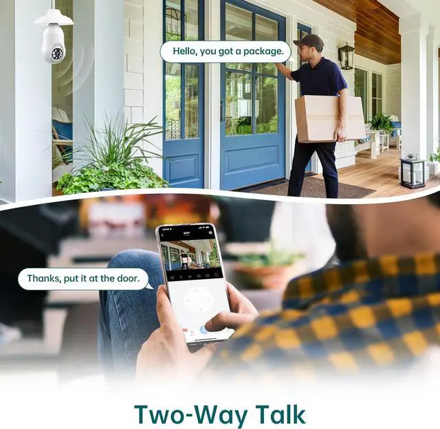 Alt view image 6 of 7 - Light Bulb Security Camera, 5G/2.4GHz WiFi 2K Light Bulb Cameras Outdoor Indoor with E27 Socket, Motion Detection and Siren Alarm,Two-Way Talk,Color Night Vision,Compatible with Alexa