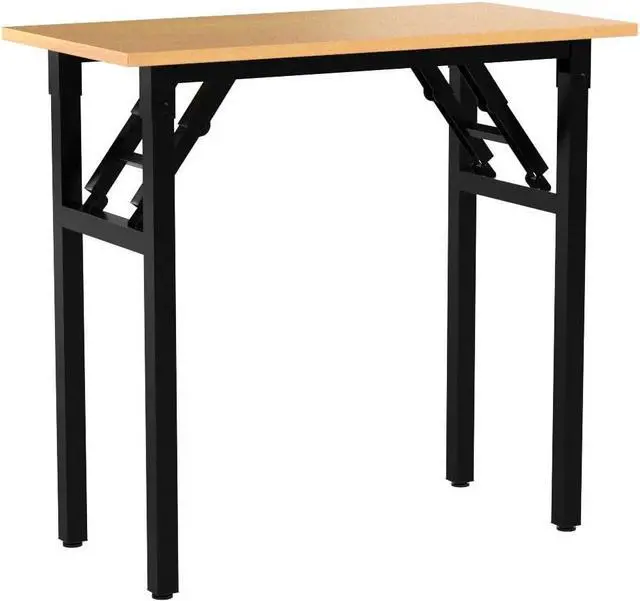 Alt view image 4 of 6 - Need Folding Desk Small Desk 31 1/2" No Assembly Foldable Computer Desk for Small Space/Home Office/Dormitory,Teak&Black Frame