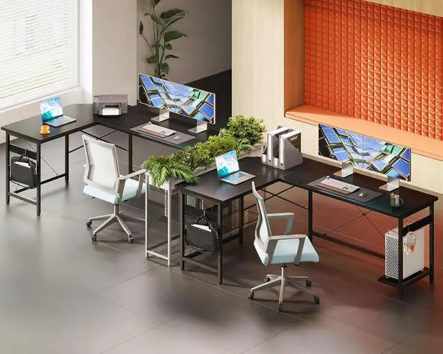 Alt view image 4 of 7 - 66" L Shaped Gaming Desk, Corner Computer Desk, Sturdy Home Office Computer Table, Writing Desk, Larger Gaming Desk Workstation, Black