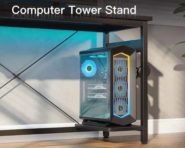 Alt view image 6 of 7 - 66" L Shaped Gaming Desk, Corner Computer Desk, Sturdy Home Office Computer Table, Writing Desk, Larger Gaming Desk Workstation, Black