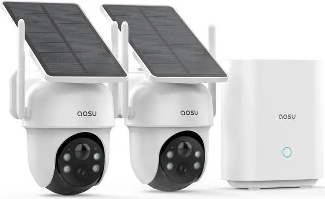 Main image of Security Cameras Outdoor Wireless, 2 Cam-Kit, No Subscription, Solar-Powered, Home Security Cameras System with 360° Pan & Tilt, Auto Tracking, 2K Color Night Vision, Easy Setup, 5G & 2.4G WiFi