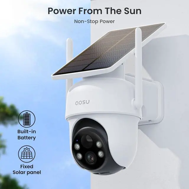 Alt view image 4 of 7 - Security Cameras Outdoor Wireless, 2 Cam-Kit, No Subscription, Solar-Powered, Home Security Cameras System with 360° Pan & Tilt, Auto Tracking, 2K Color Night Vision, Easy Setup, 5G & 2.4G WiFi