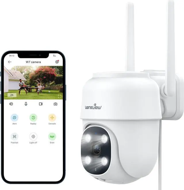 Main image of 2K Security Cameras Wireless Outdoor-2.4G WiFi Home Security Cameras via Remote Control with Phone APP for 360° View, Color Night Vision, 24/7 SD Card Storage, Works with Alexa/Google Home
