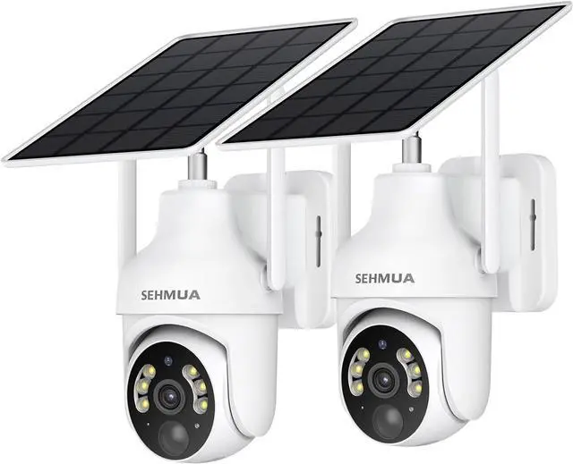 Main image of 2K Solar Security Cameras Wireless Outdoor, 2 Pack 360° View PaTilt WiFi Security Camera Outside with Color Night Vision,Easy to Install, PIR Alarm, 2-Way Audio