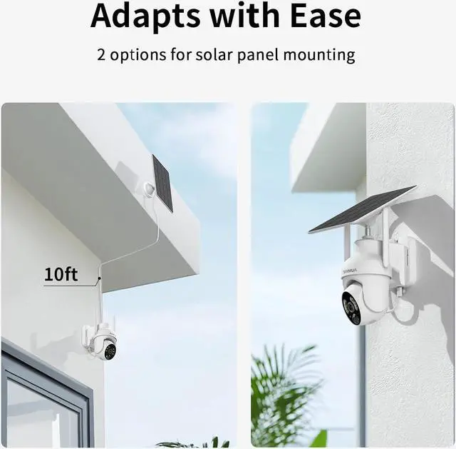 Alt view image 4 of 7 - 2K Solar Security Cameras Wireless Outdoor, 2 Pack 360° View PaTilt WiFi Security Camera Outside with Color Night Vision,Easy to Install, PIR Alarm, 2-Way Audio