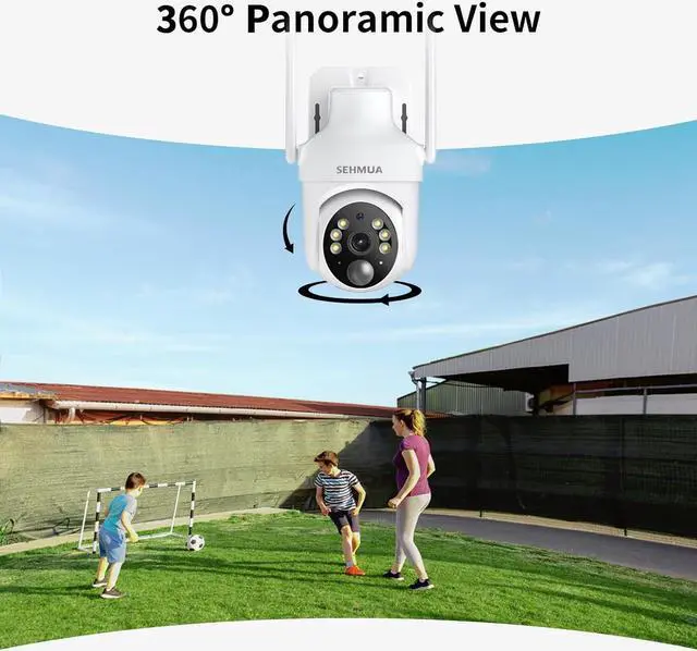 Alt view image 5 of 7 - 2K Solar Security Cameras Wireless Outdoor, 2 Pack 360° View PaTilt WiFi Security Camera Outside with Color Night Vision,Easy to Install, PIR Alarm, 2-Way Audio