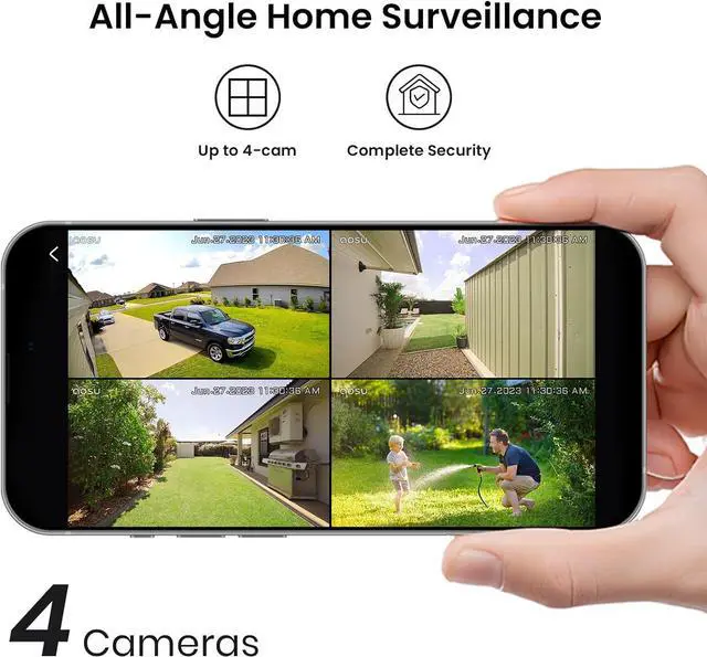 Alt view image 2 of 6 - Solar Security Cameras Wireless Outdoor, No Subscription, 32GB Local Storage on Homebase, 2K, 166° View, Spotlight, Support 2.4&5G WiFi and Alexa & Google Assistant