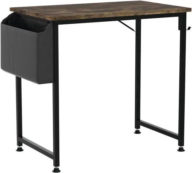 Alt view image 4 of 7 - Small Desk for Small Spaces - Student Kids Study Writing Computer Table for Bedroom School Work PC Workstation,Rustic 30 31 Inch