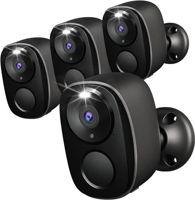Main image of Rraycom 4Pack Security Cameras Wireless Outdoor,2K Battery Powered AI Motion Detection Siren Alarm Surveillance Indoor Home Camera, Color Night Vision, 2-Way Talk, Waterproof, Cloud/SD, Works w/Alexa