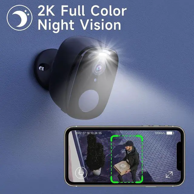 Alt view image 5 of 7 - Rraycom Security Cameras Wireless Outdoor 4pc,2K Battery Powered AI Motion Detection Spotlight Siren Alarm Surveillance Indoor Home Camera, Color Night Vision, 2-Way Talk, Waterproof, Cloud/SD