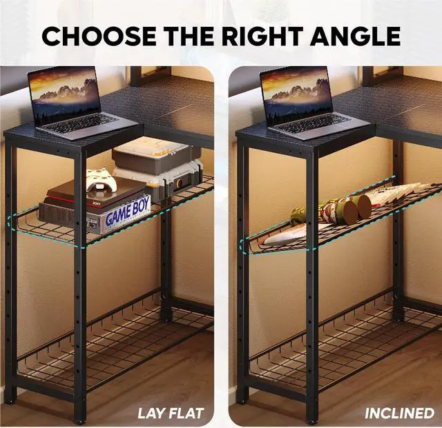 Alt view image 7 of 7 - Gaming Desk with Power Outlets, 71.5 LED Computer Desk with Long Monitor Stand, Large L Shaped Corner Desk with Storage Shelf, Cup Holder Headset Hooks, Cool Desk for Gaming Room, Black