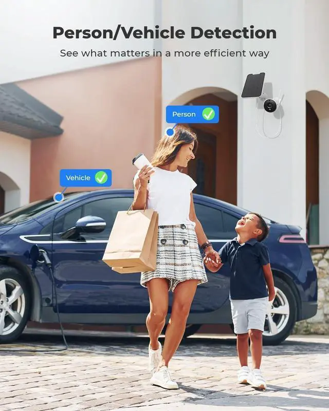 Alt view image 3 of 7 - Argus Eco+SP - 2K Solar WiFi Security Cameras Outdoor Wireless, No Hub Needed, 3MP Night Vision, Human/Vehicle Detection, Solar Powered Wireless Home Security Camera Works with Alexa
