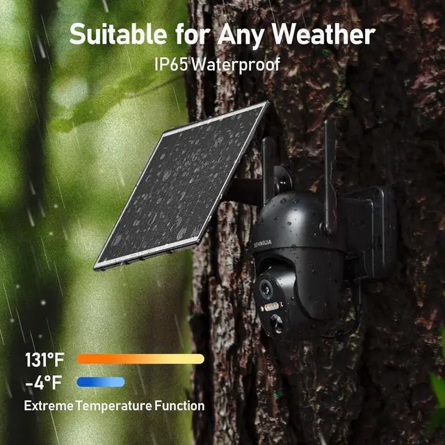 Alt view image 6 of 7 - SEHMUA 4G LTE Cellular Solar Security Camera Wireless Outdoor, No WiFi Solar Powered Camera, 360° Live View, 2K Color Night Vision, PIR Motion Sensor, 2 Way Talk, Built in SIM Card