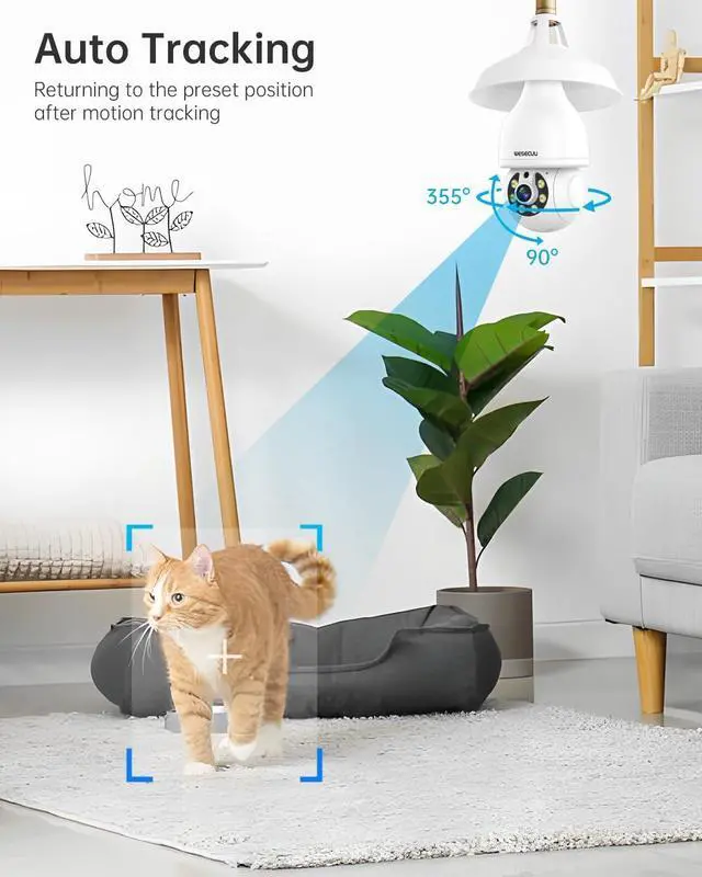 Alt view image 6 of 6 - WESECUU Light Bulb Security Camera, 2.4G/5G WiFi Security Cameras Wireless Outdoor,Bulb Camera for Home Security, 2-Way Talk, Human Detection, Color Night Vision, Compatible with Alexa (Two Pack)