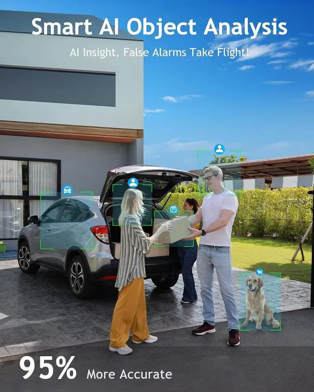 Alt view image 3 of 7 - Security Cameras Wireless Outdoor, Battery Powered Wireless Cameras for Home Security with AI Motion Detection, 1080P Color Night Vision, 2-Way Talk, Siren, IP66 Weatherproof, SD/Cloud Storage