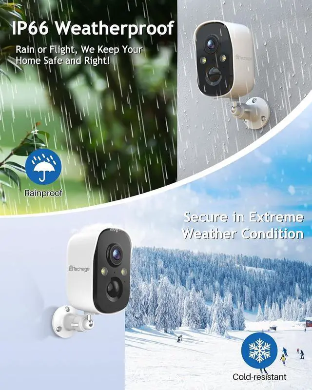 Alt view image 5 of 7 - Security Cameras Wireless Outdoor, Battery Powered Wireless Cameras for Home Security with AI Motion Detection, 1080P Color Night Vision, 2-Way Talk, Siren, IP66 Weatherproof, SD/Cloud Storage