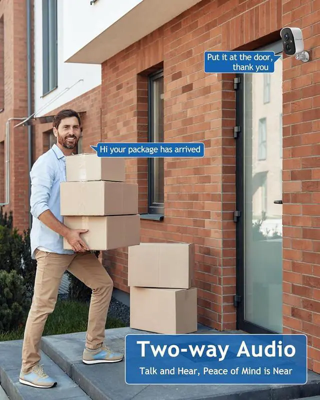 Alt view image 6 of 7 - Security Cameras Wireless Outdoor, Battery Powered Wireless Cameras for Home Security with AI Motion Detection, 1080P Color Night Vision, 2-Way Talk, Siren, IP66 Weatherproof, SD/Cloud Storage