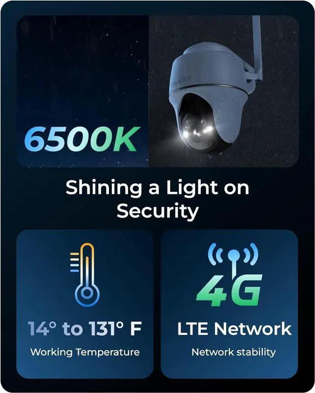 Alt view image 7 of 7 - Go PT Ultra+SP - 4K Cellular Security Camera Wireless Outdoor, No WiFi, 3G/4G LTE, Support (Verizon/AT&T/T-Mobile), Solar Powered, Color Night Vision, Local/Cloud Storage, Smart Detection