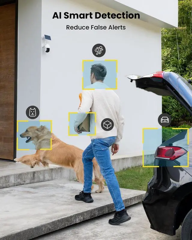 Alt view image 5 of 7 - Security Cameras Wireless Outdoor, 2K Solar WiFi Camera for Home Security System, Battery Powered Surveillance Cam with Solar Panel, 360° PTZ Color Night Vision, Motion Sensor, Works with Alexa