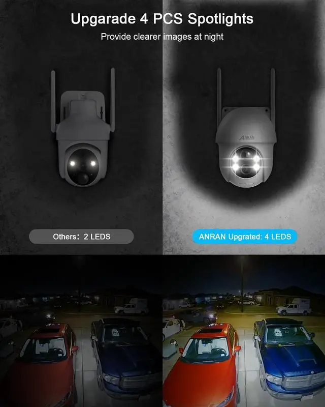 Alt view image 2 of 7 - ANRAN 2K Security Camera Wireless Outdoor, Solar Outdoor Camera with 360° View, Smart Siren, Spotlights, Color Night Vision, PIR Human Detection, Pan Tilt Control, 2-Way Talk, Q01W 2 Packs