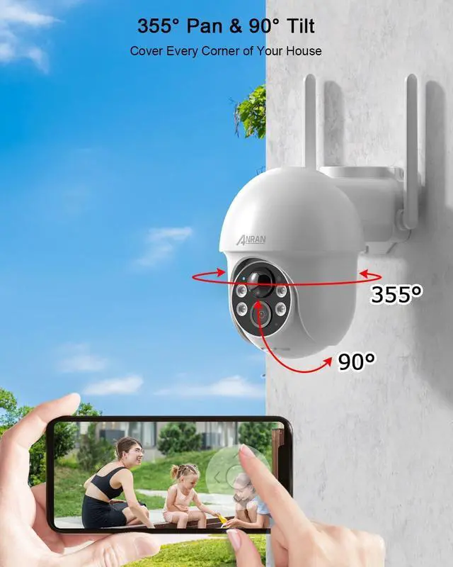 Alt view image 4 of 7 - ANRAN 2K Security Camera Wireless Outdoor, Solar Outdoor Camera with 360° View, Smart Siren, Spotlights, Color Night Vision, PIR Human Detection, Pan Tilt Control, 2-Way Talk, Q01W 2 Packs