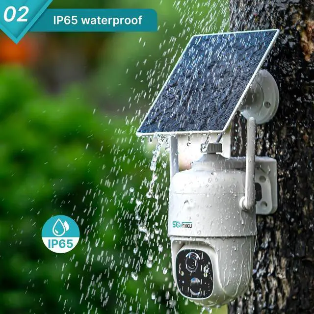Alt view image 3 of 7 - 2CQ1 AI 2K Solar Security Camera Wireless Outdoor, Battery Powered,Two Way Audio,Motion Detection, 360° View,Easy to Setup,Color Night Vision,Audible Flashlight Siren,180 Days Exchange Policy